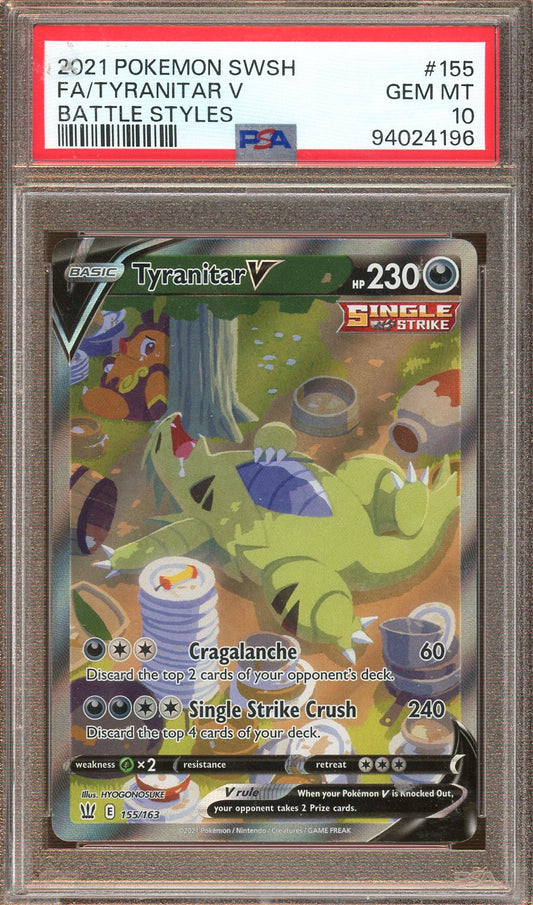 PSA -  GEM MINT 10 - 2021 - Pokemon - Battle Styles - Tyranitar V - Full Art