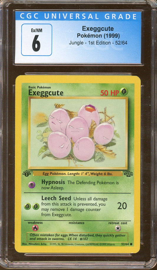 CGC - Ex/NM - 6 - 1999 -  Pokemon - Jungle - Exeggcute - 1st Edition