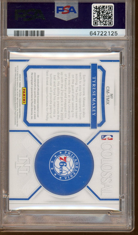 PSA - NM-MT 8/Auto 10 - Panini - National Treasures - 2020 - Tyrese Maxey - Colossal Material - Auto