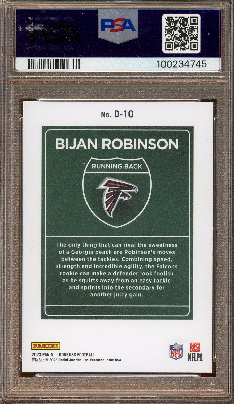 Panini - Donruss - Bijan Robinson Downtown - PSA Gem Mint 10 - 2023