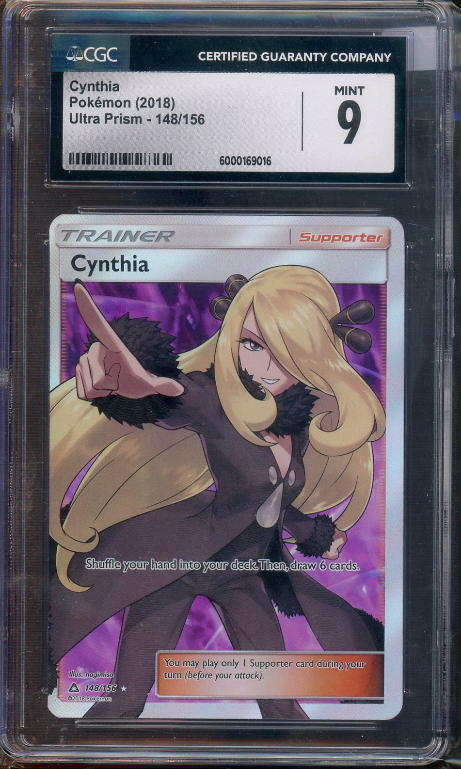 CGC - Mint 9 - Pokemon Ultra Prism 2018 - Cynthia - 148/156