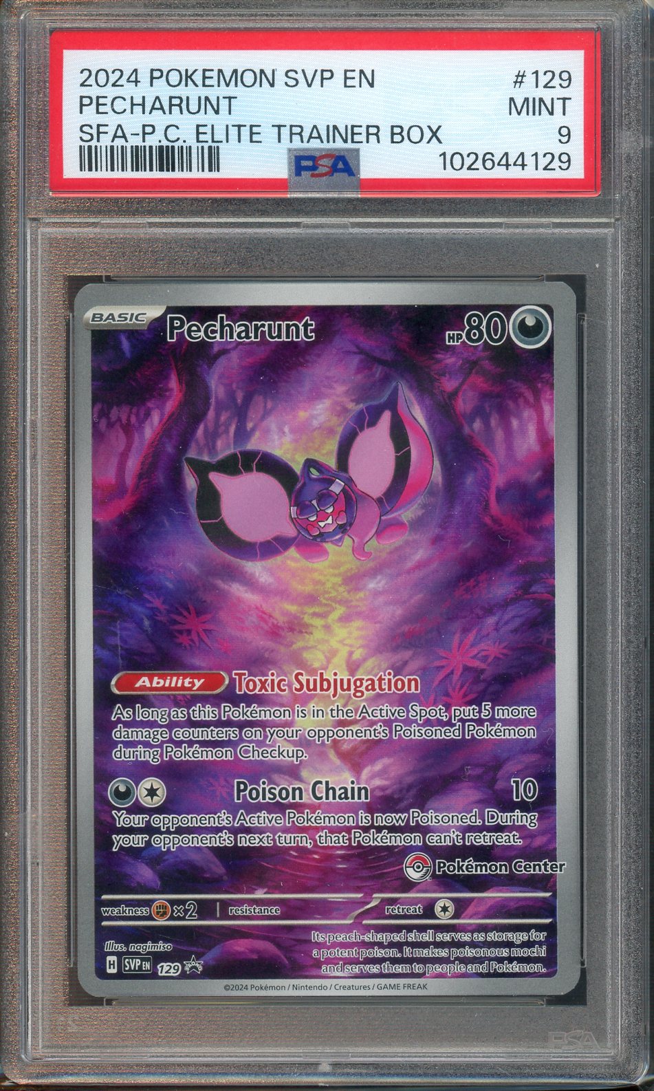 PSA - Mint 9 - 2024 Pokemon SVP EN - Pecharunt - SFA Pokemon Center ETB Promo