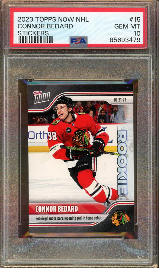 PSA - Gem MT 10 - 2023 - Topps Now NHL - Stickers - Connor Bedard