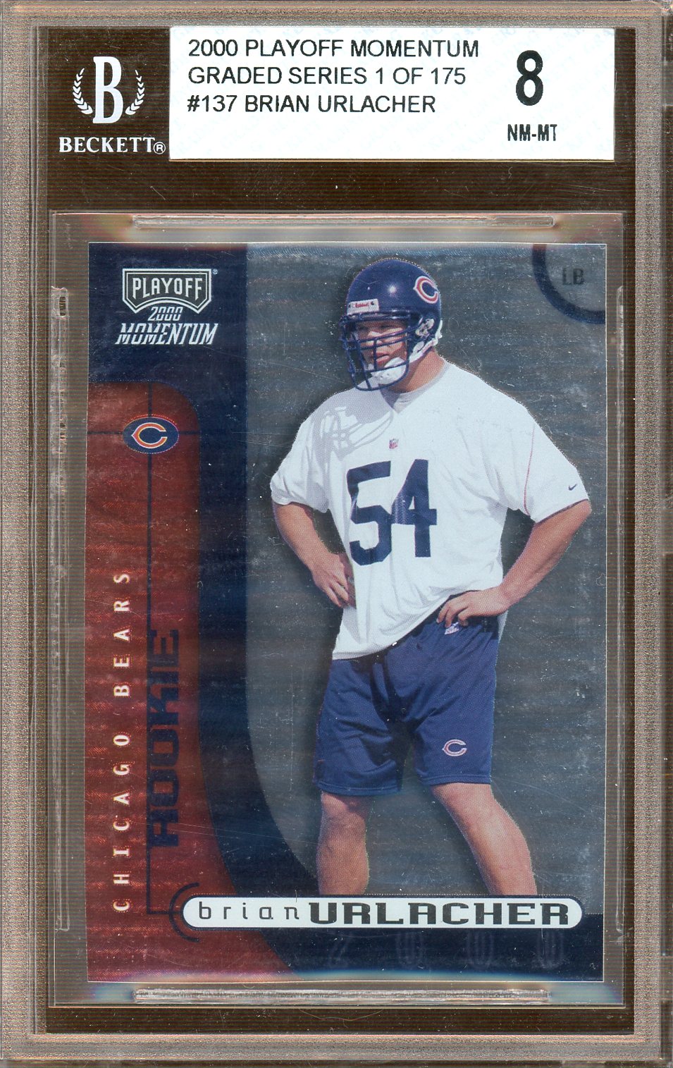 BECKETT - NM -MT- 8 - 2000 Playoff Prizm - Graded Series - Brian Urlacher - /750