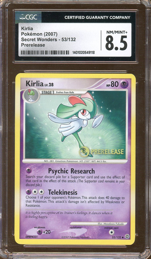 CGC - NM/Mint+ - 8.5 - 2007 -  Pokemon - Secret Wonders - Kirlia - Prerelease