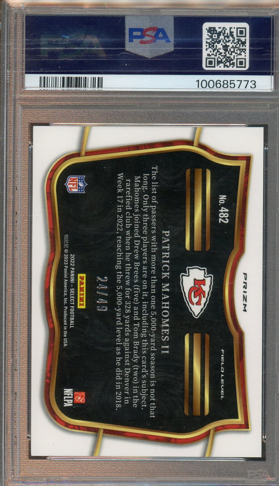 Panini - Select - Patrick Mahomess II Blue Prizm - PSA Gem Mint 10 - 2022