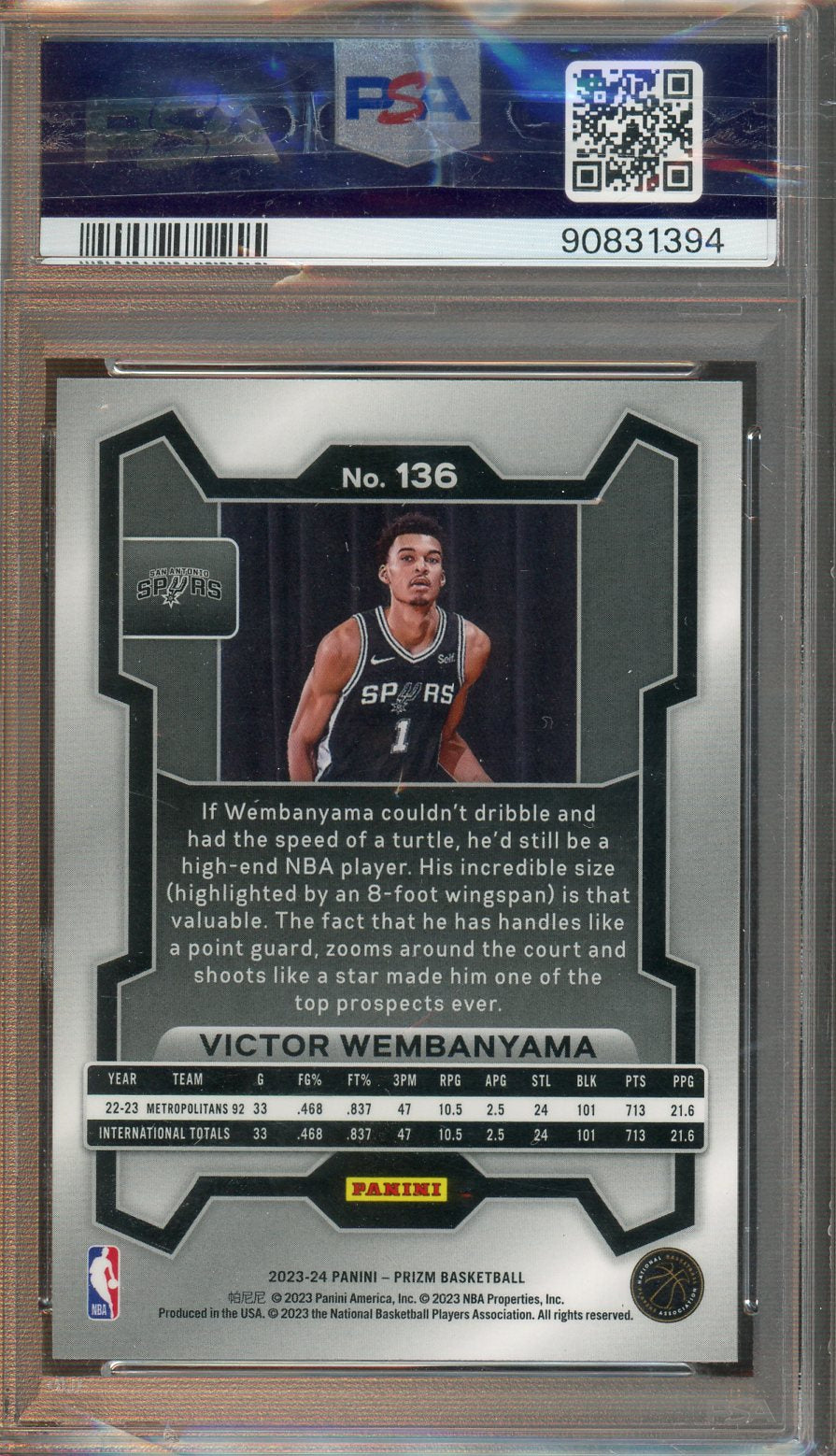 Panini - Prizm - Victor Wembanyama - PSA Gem Mint 10 - 2023