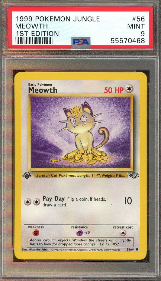 Pokemon - Jungle - Meowth 1st Edition - PSA Mint 9 - 1999