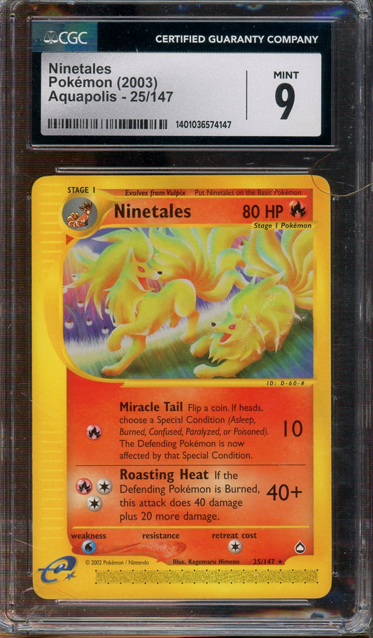 CGC - Mint 9 - Pokémon 2003  - Ninetales - Aquapolis 25/147