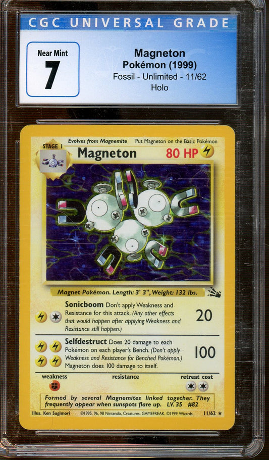 CGC - Near Mint 7 - Pokemon 1999 Fossil - Magneton - Holo