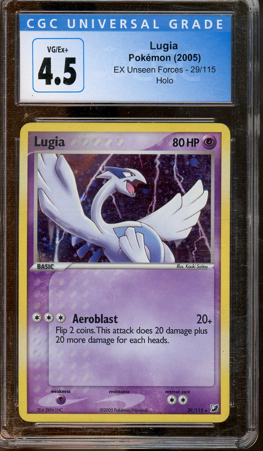 CGC - VG/Ex 4.5 - Pokemon EX Unseen Forces 2005 - Lugia - Holo