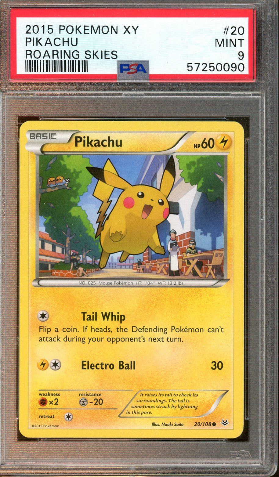 PSA - Mint 9 - Pokemon XY 2016 - Pikachu - Roaring Skies