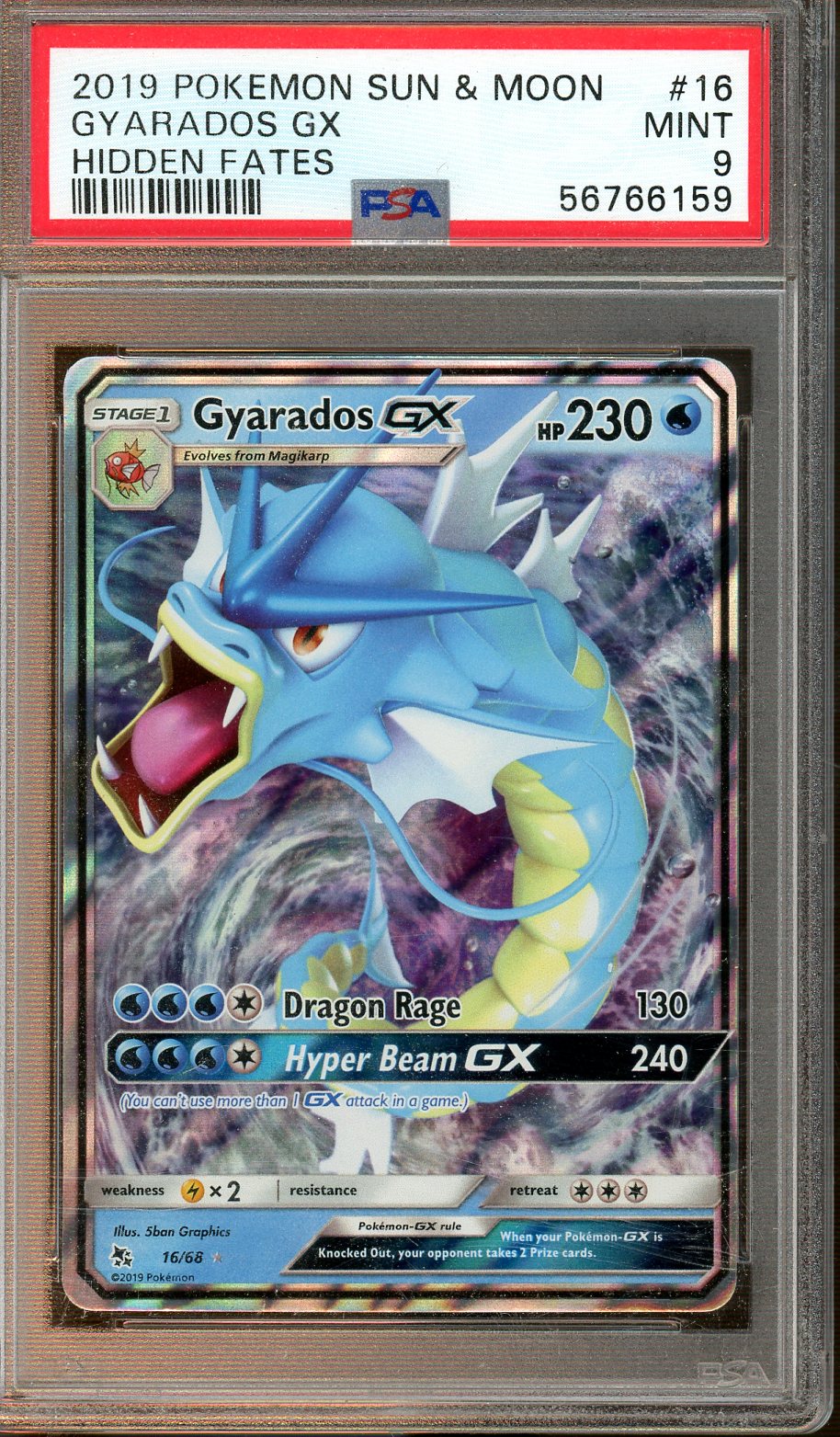 PSA - Mint 9 - Pokemon 2019 SM - Gyarados GX - Hidden Fates