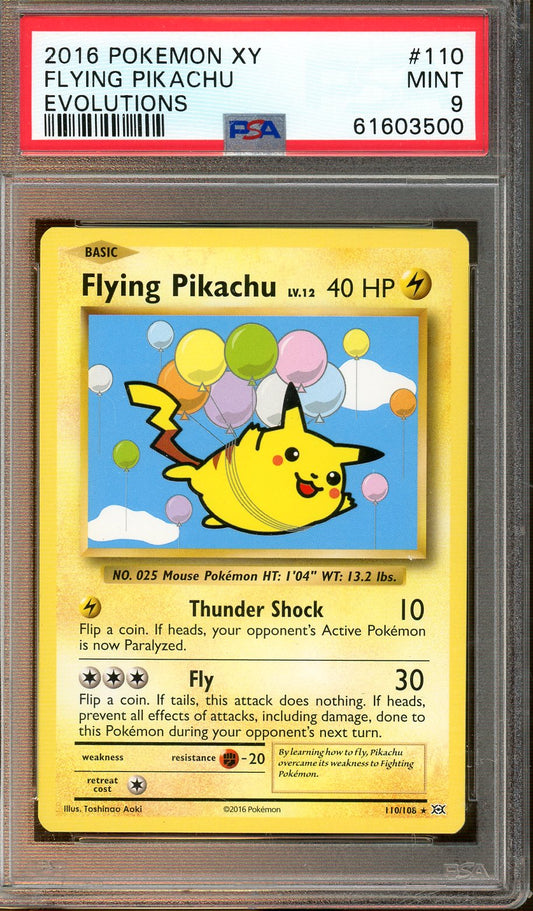 PSA - Mint 9 - Pokemon 2016 XY - Flying Pikachu - Evolutions