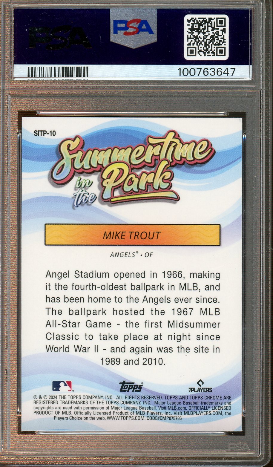 Topps - Chrome - Mike Trout Summer Time in the Park Gold - PSA Gem Mint 10 - 2024