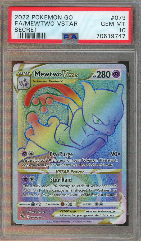 PSA - Gem Mint 10 - 2022 - Pokemon - Pokemon Go - Mewtwo VStar - Secret