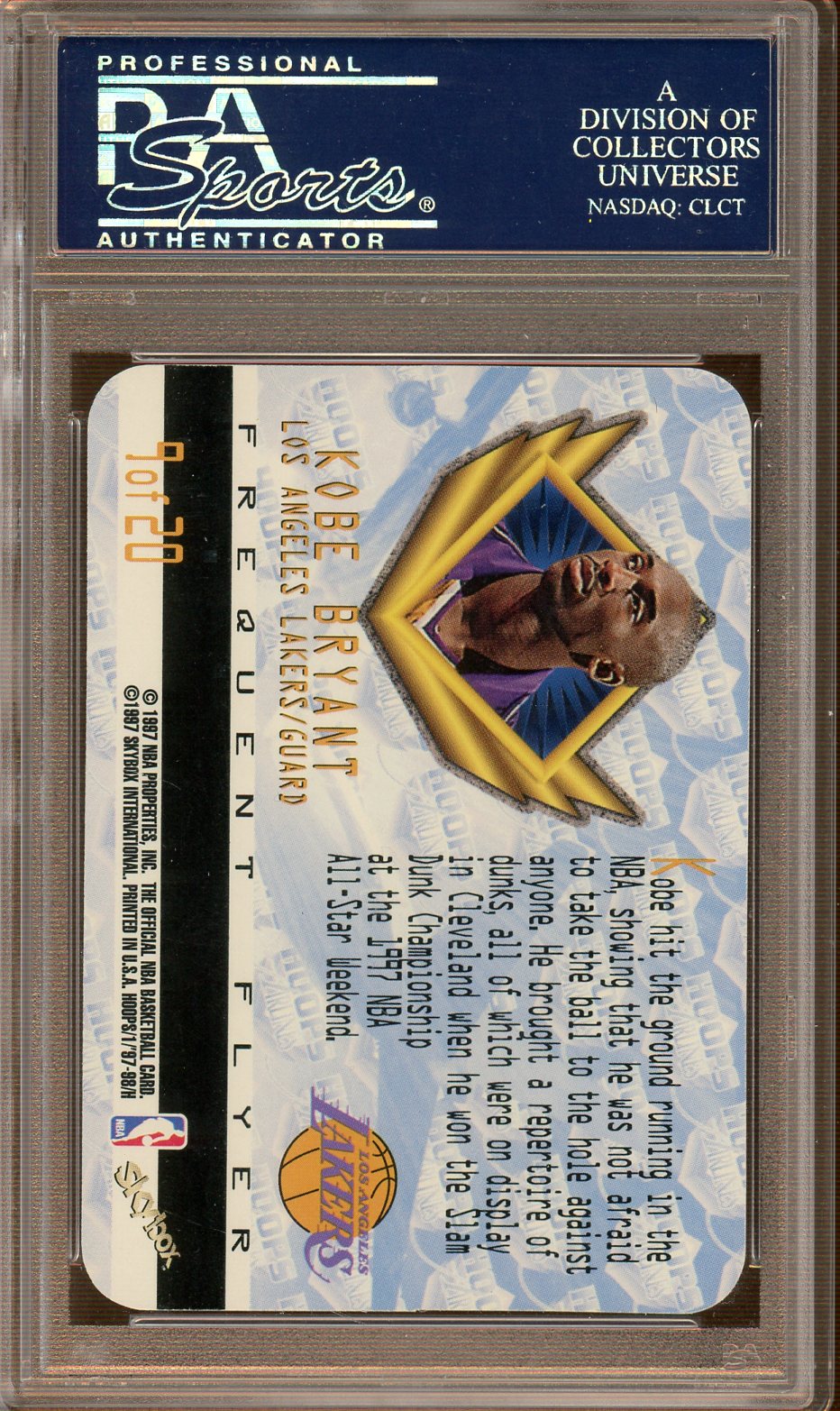 PSA - Mint - 9 - 1997 Hoops - Frequent Flyer Club  - Kobe Bryant