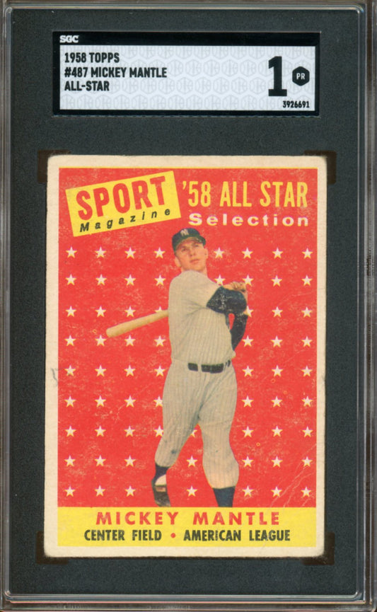 SGC 1 - 1958 Topps - #487 Mickey Mantle - All Star