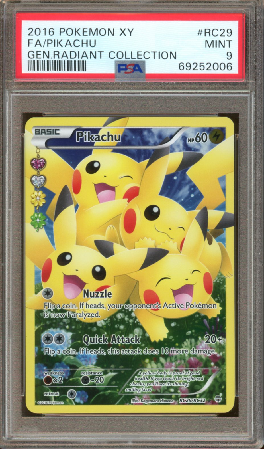 PSA - MINT 9 - 2016 - Pokemon - XY - Generations - Pikachu - Radiant Collection