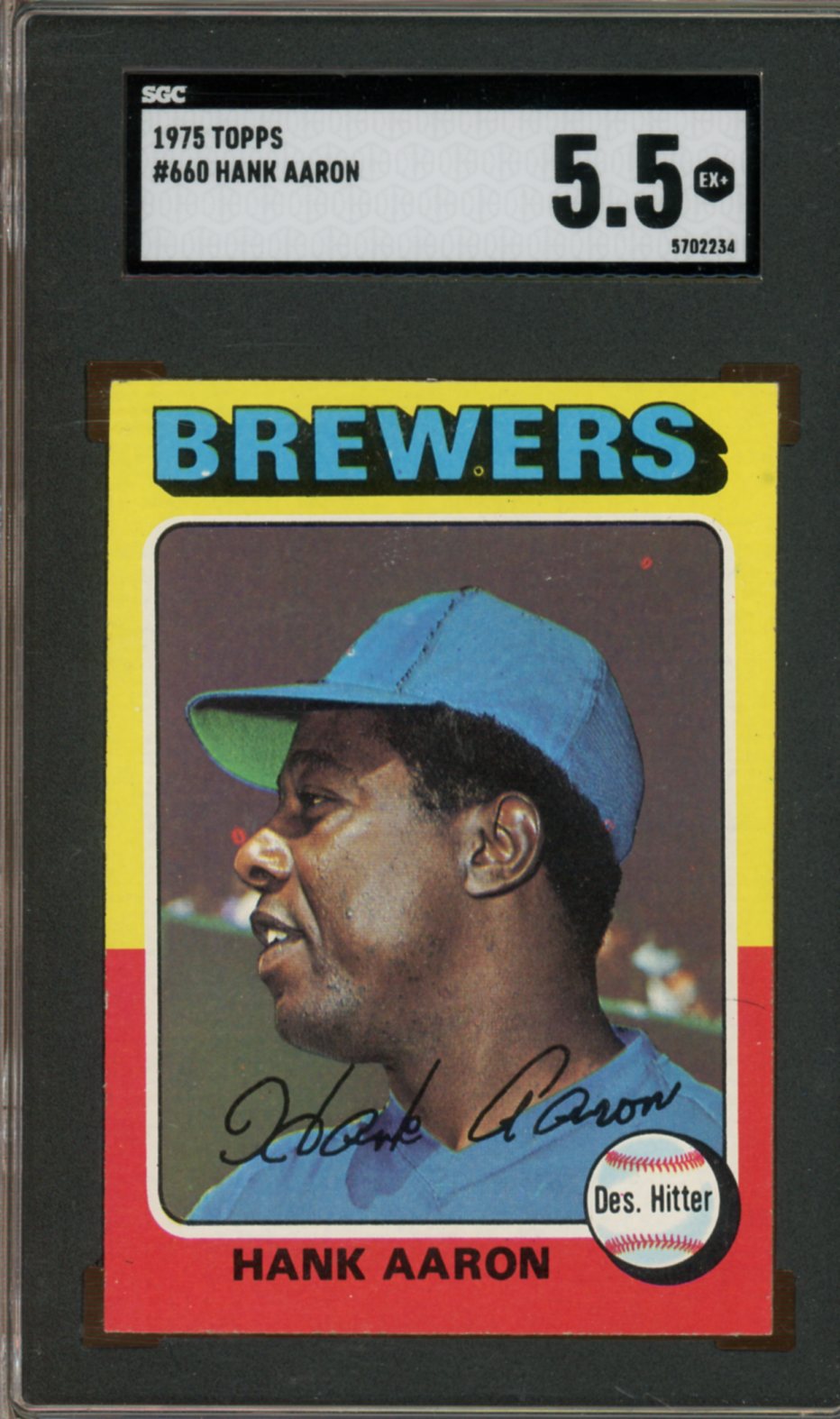 SGC 5.5 - 1975 Topps - #660 Hank Aaron