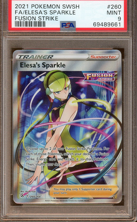 PSA -  MINT 9 - 2021 - Pokemon - Fusion Strike - Elesa's Sparkle - Full Art