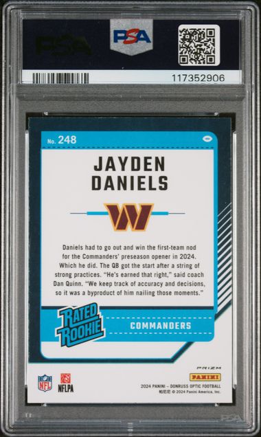 Panini - Donruss Optic - Purple Shock - Jayden Daniels #248 - 2024 - PSA 9