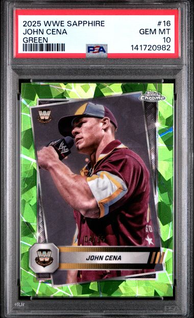 Topps - Chrome WWE Sapphire - John Cena Green Sapphire /75 #16 - 2025 - PSA 10