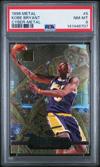 Fleer - Metal - Kobe Bryant Cyber Metal #5 - 1996 - PSA 8