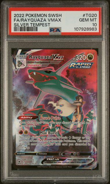 Pokemon - SWSH Silver Tempest  - Rayquaza VMAX #TG20 - PSA GEM MT 10 - 2022