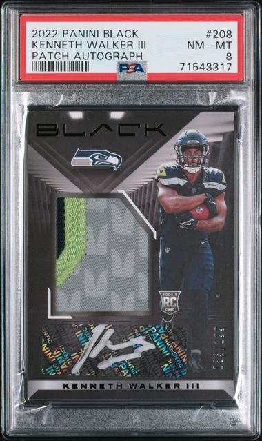 Panini - Black - Kennith Walker III Patch Auto /199 #208 - 2022 - PSA 8