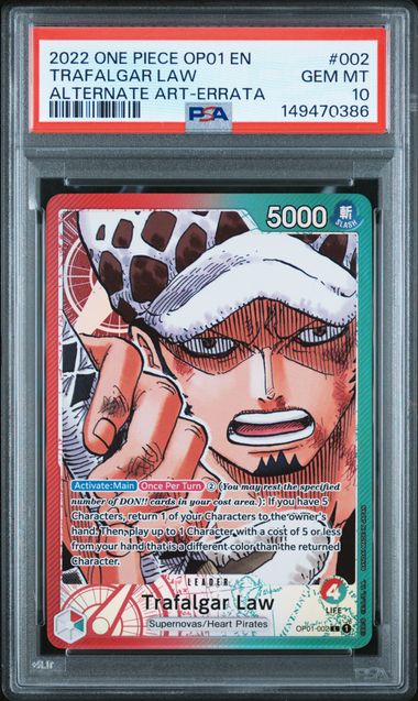 One Piece - Romance Dawn - Trafalgar Law Leader Alternate Art Errara #002 - 2022 - PSA 10