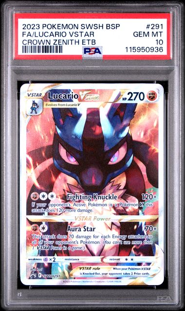 Pokemon - Crown Zenith ETB - Lucario VStar FA #291 - 2023 - PSA 10
