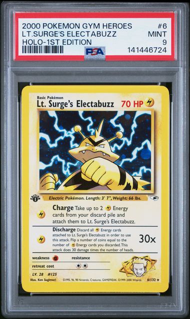 Pokemon - Gym Heroes - Lt. Surge's Electabuzz Holo 1st Edition #6 - 2000 - PSA 9