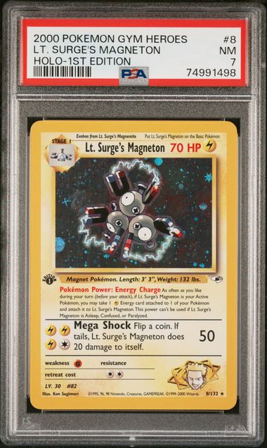 Pokemon - Gym Heros - Lt. Surge's Magneton 1st Edition Holo #8 - PSA NM 7 - 2000
