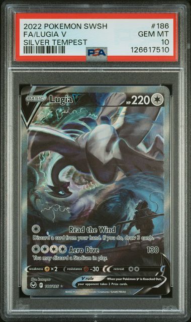 Pokemon - Silver Tempest - Lugia V FA #186 - PSA Gem Mint 10 - 2022