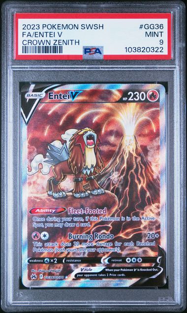 Pokemon - Crown Zenith - Galarian Gallery - Entei V - PSA Mint 9 - 2023