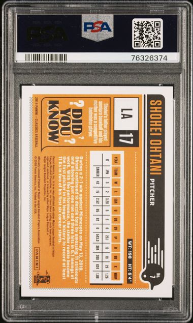 Panini - Chronicles - Shohei Ohtani CLassic Timeless Tribute #7 - PSA Gem Mint 10 - 2018