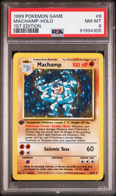 Pokemon - Deck Exclusive - Machamp 1st Edition Holo #8 - PSA NM-MT 8 - 1999