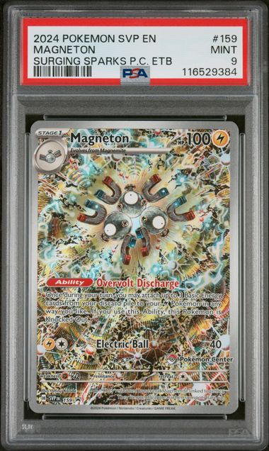 Pokemon - Surging Sparks Pokemon Center ETB Promo - Magneton IR #159 - PSA Mint 9 - 2024