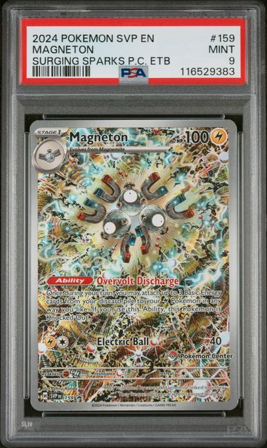 Pokemon - Surging Sparks Pokemon Center ETB Promo - Magneton IR #159 - PSA Mint 9 - 2024
