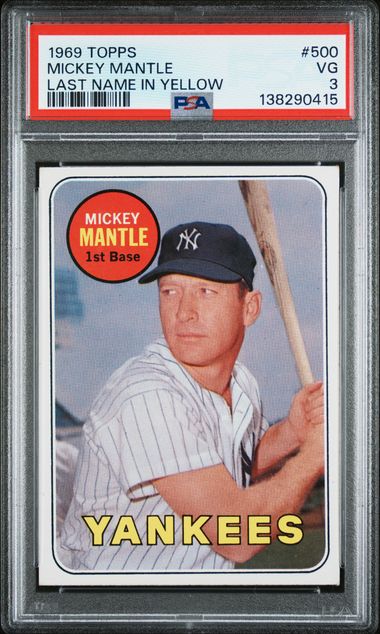 Topps - Mickey Mantle Last Name in Yellow #500 - 1969 - PSA 3
