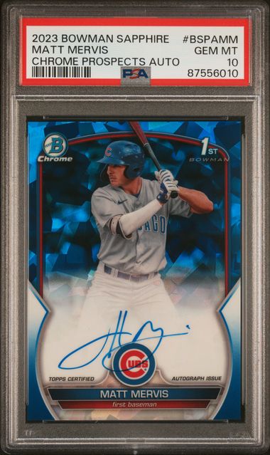 Topps - Bowman Sapphire - Chrome Prospect Auto - Matt Mervis #BSPAMM - 2023 - PSA 10