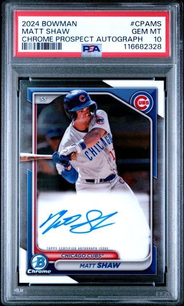 Topps - Bowman - Chrome Prospect Auto - Matt Shaw #CPAMS - 2024 - PSA 10