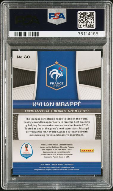 Panini - Prizm World Cup 2018 - Kylian Mbappe #80 - PSA Gem Mint 10 - 2018