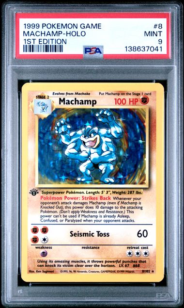 Pokemon - Base Set - Machamp Holo 1st Edition - 1999 - PSA 9