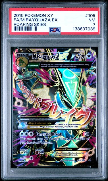 Pokemon - Roaring Skies - M Rayquaza EX FA #105 - 2015 - PSA 7