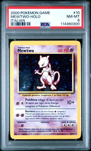 Pokemon - Base Set - Italian - Mewtwo Holo #10 - 2000 - PSA 8
