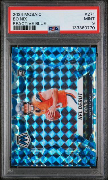 Panini - Mosaic - Bo Nix Reactive Blue #271 - 2024 - PSA 9