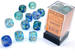 Chessex - 16mm d6 Dice Block - Oceanic/gold