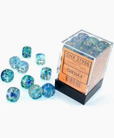 Chessex - 12mm d6 Dice Block - Oceanic/gold